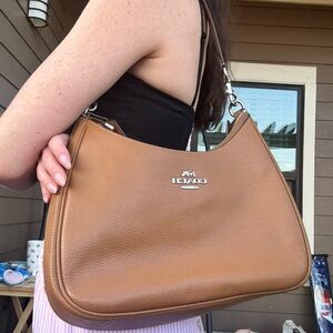 Coach Brown Leather Hobo Bag - Signature Silver Hardware